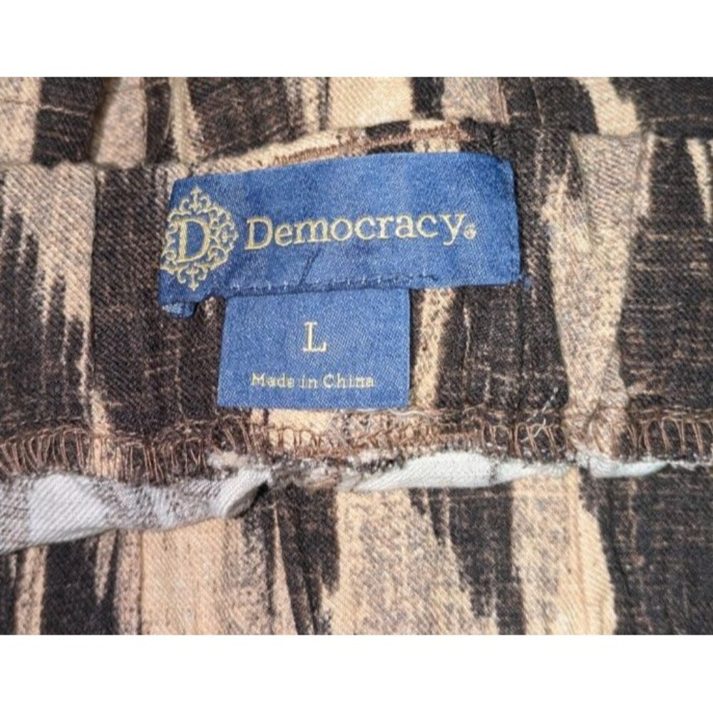Democracy Wide Leg Pants L Women's Printed Hi Rise Rayon Tie Belt Pull On Pocket - Picture 6 of 8